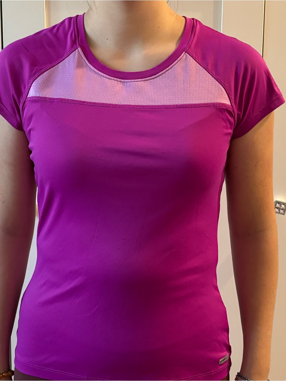Athletic Works Fuchsia Short-Sleeve Performance Tee with Mesh Yoke